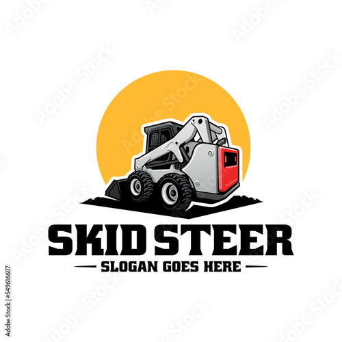 Skid steer, construction vehicle logo vector
