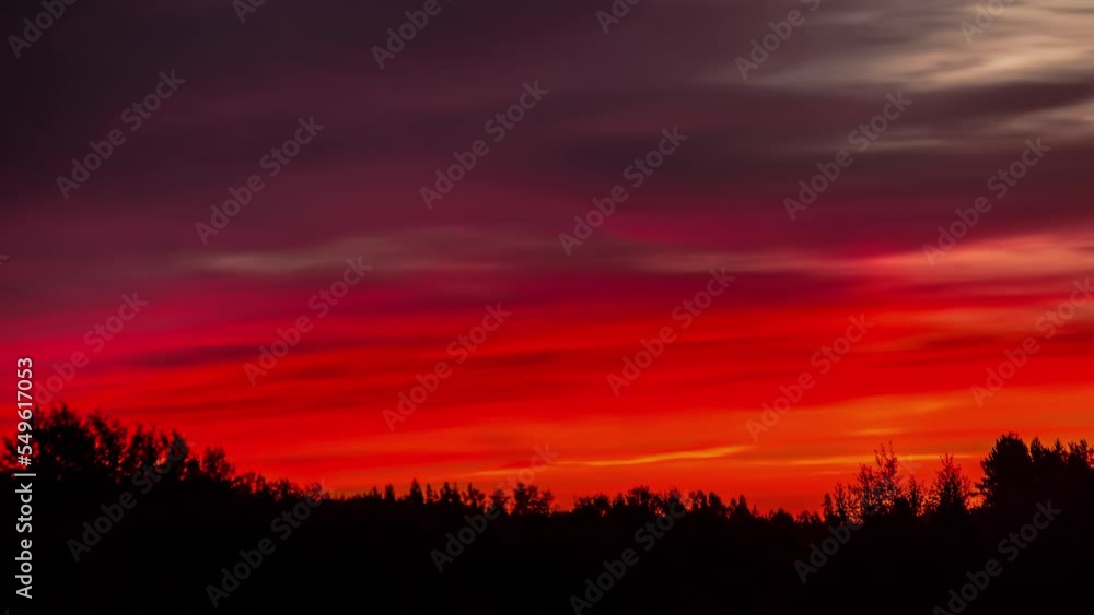 Red sky with clouds at sunset. Sky is getting dark. Cinematic evening sky and shift. Red sky with clouds at sunset. Sky is getting dark. Cinematic evening sky and shift.