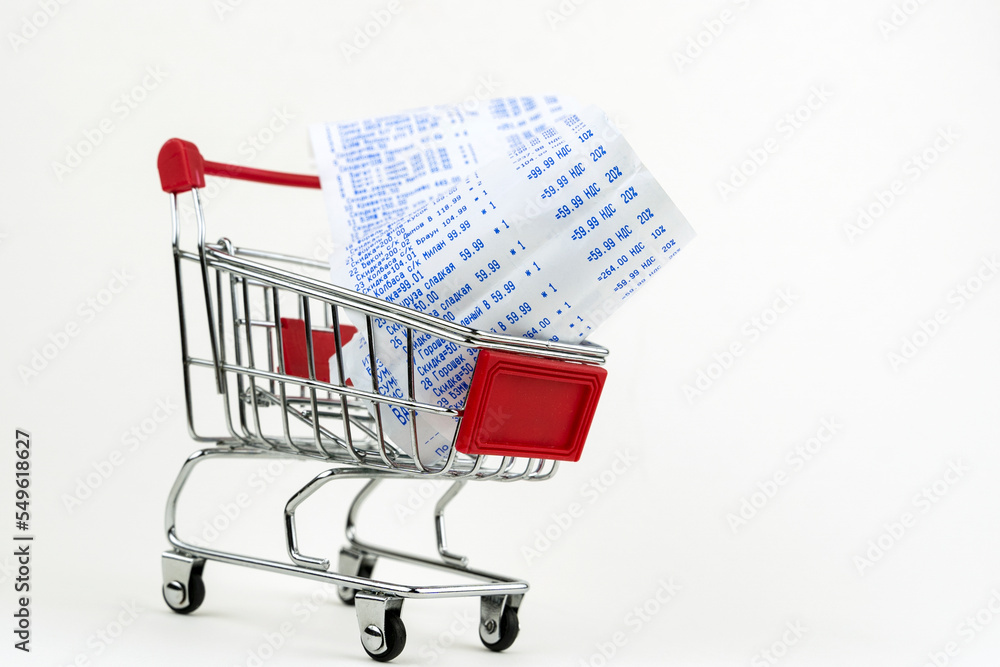 a cashier's check in the shopping cart