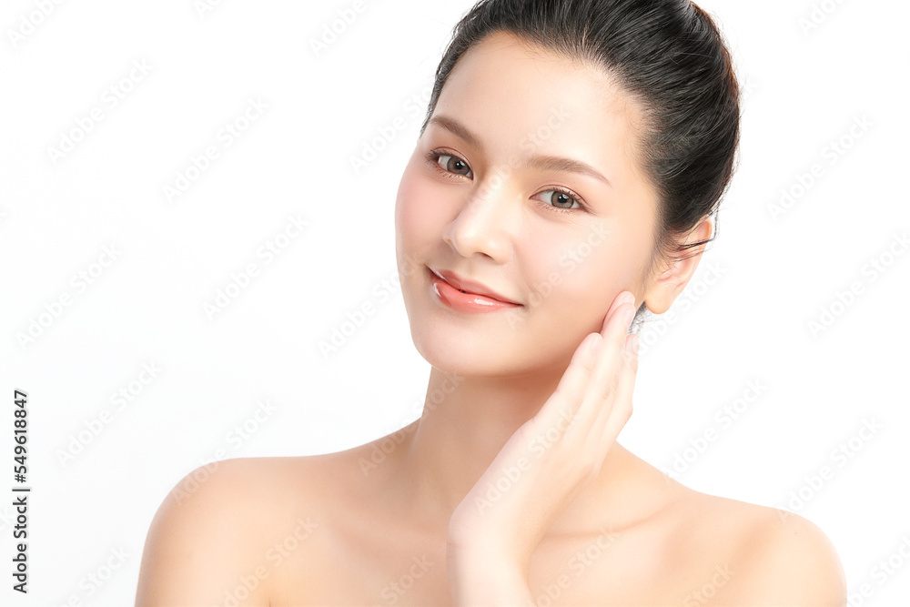 Beautiful young asian woman with clean fresh skin on white background, Face care, Facial treatment, Cosmetology, beauty and spa, Asian women portrait. Beautiful young asian woman with clean fresh skin on white background, Face care, Facial treatment, Cosmetology, beauty and spa, Asian women portrait.