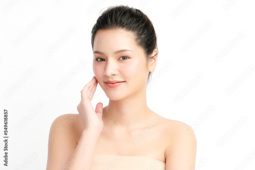 Beautiful young asian woman with clean fresh skin on white background, Face care, Facial treatment, Cosmetology, beauty and spa, Asian women portrait. Beautiful young asian woman with clean fresh skin on white background, Face care, Facial treatment, Cosmetology, beauty and spa, Asian women portrait.