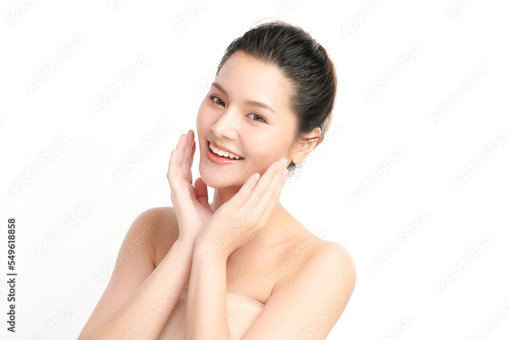 Beautiful young asian woman with clean fresh skin on white background, Face care, Facial treatment, Cosmetology, beauty and spa, Asian women portrait. Beautiful young asian woman with clean fresh skin on white background, Face care, Facial treatment, Cosmetology, beauty and spa, Asian women portrait.