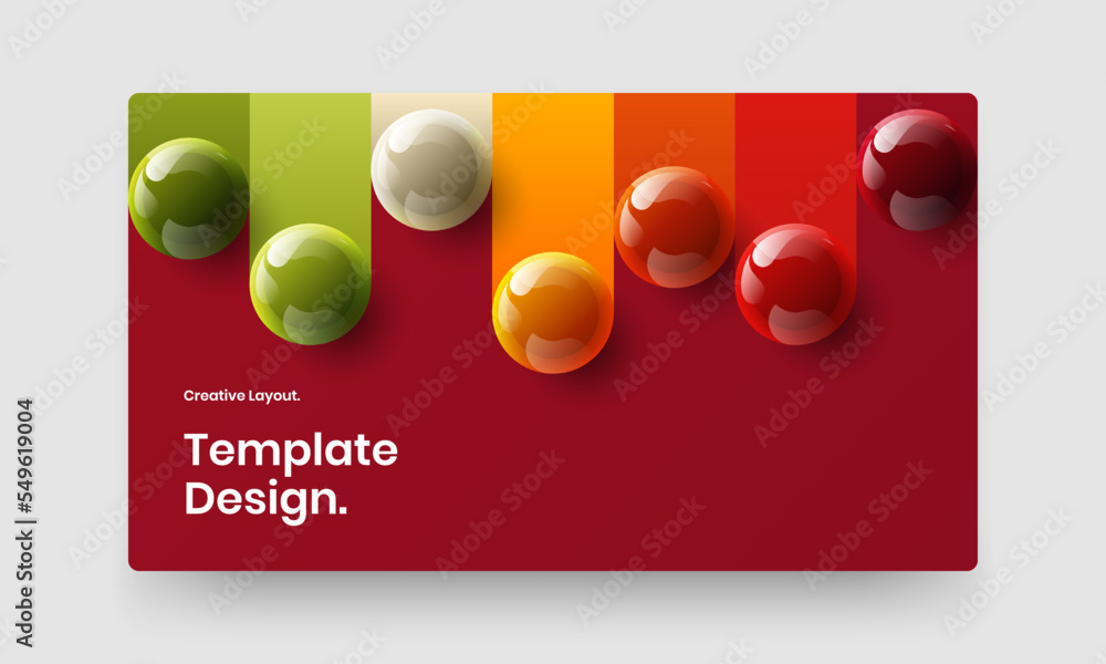 Premium realistic spheres corporate identity layout. Geometric site vector design illustration.