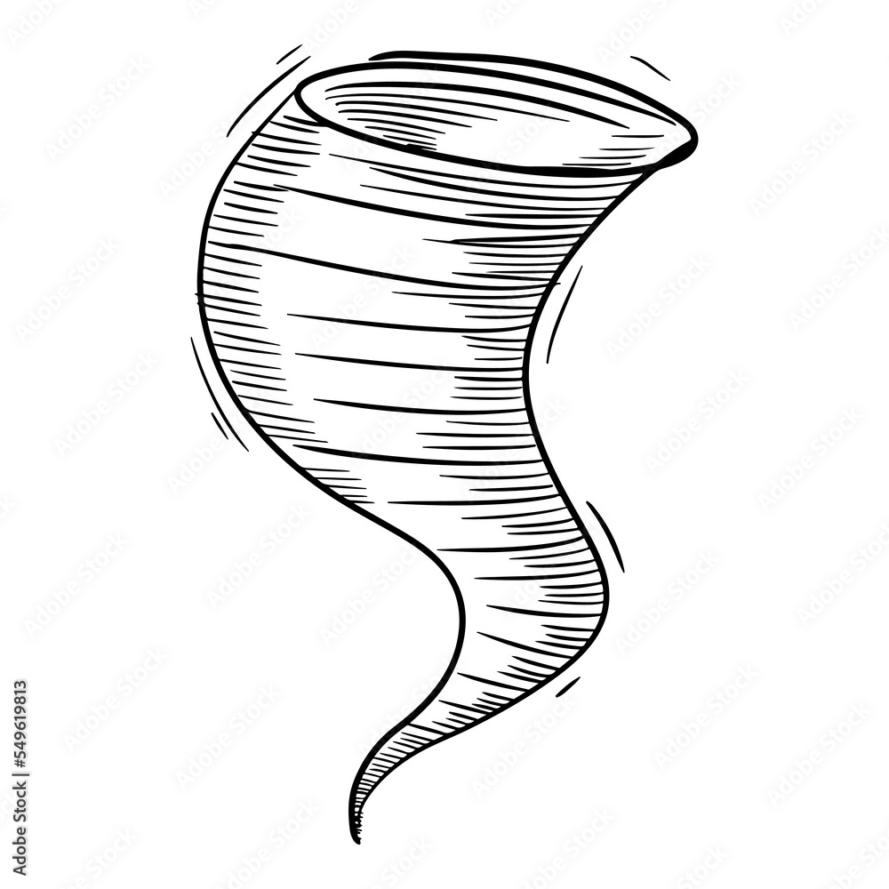 Doodle sketch style of Tornado cartoon hand drawn illustration for ...