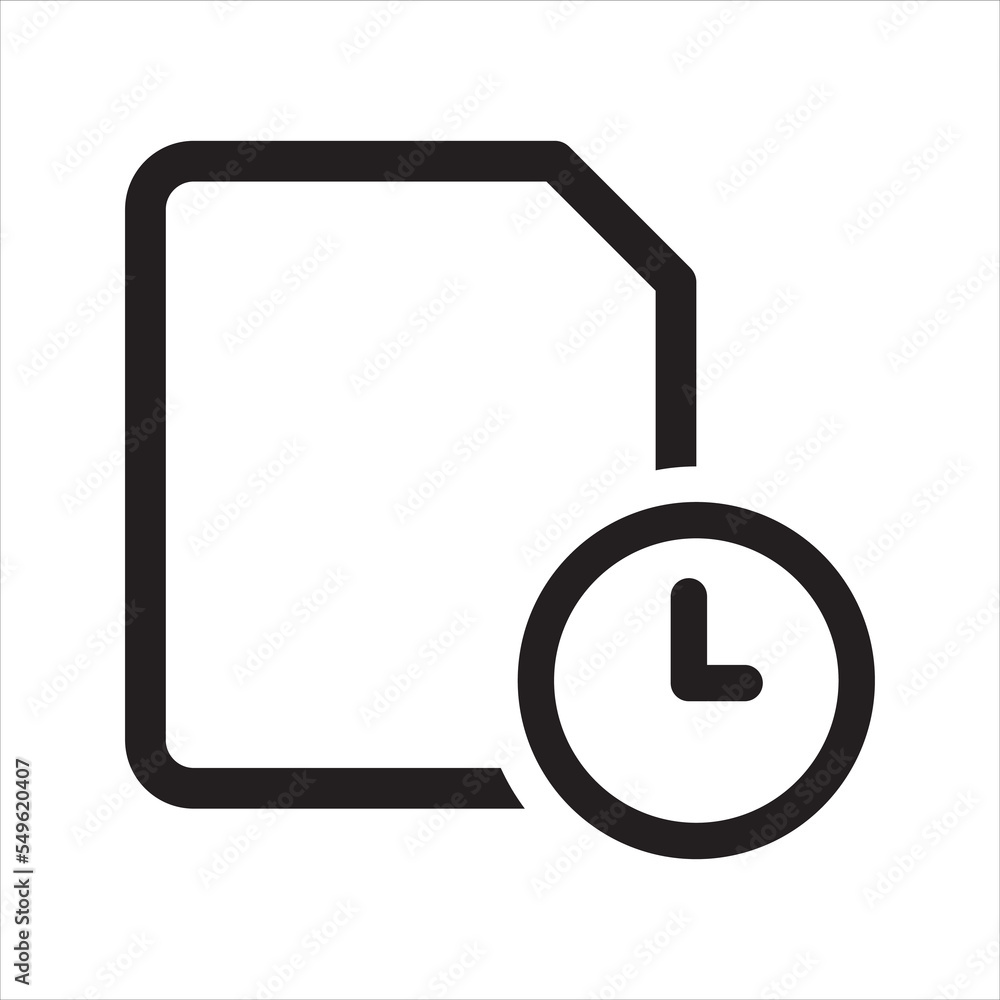 Document history, Time schedule icon. Document timer icon. Vector and glyph Document history, Time schedule icon. Document timer icon. Vector and glyph