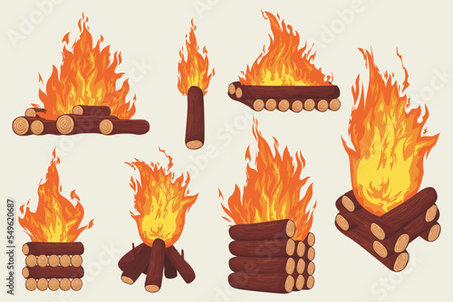 Campfire with Firewood and Flame Torch