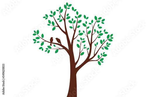 Tree Wall decoration Concept. Bird on branch wall decoration sticker design vector illustration