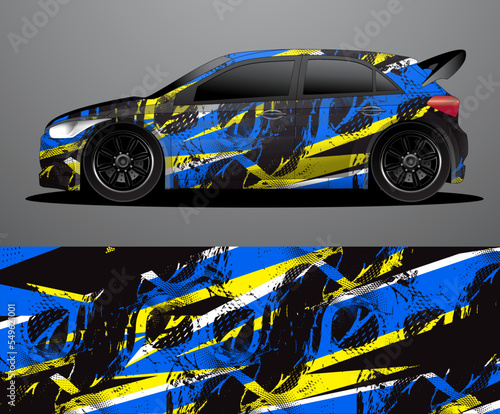 Rally car decal graphic wrap vector, abstract background