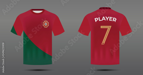 Soccer jersey for Portugal national team with front and back view