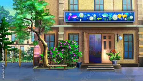 Small shop in the city illustration