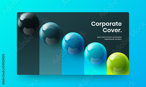 Premium horizontal cover vector design concept. Original realistic spheres front page layout. © kitka
