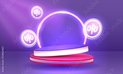 Mega sale special offer, Stage podium percent, Stage Podium Scene with for Award, Decor element background. Vector illustration