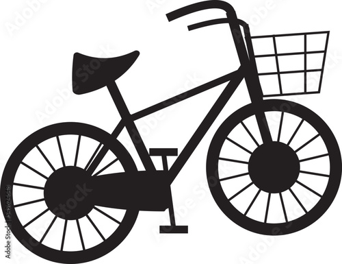 自転車(ママチャリ)黒　シルエット