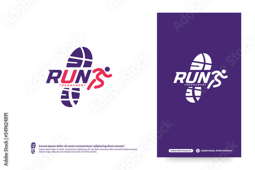 Running club logo template, Marathon tournament logptype, Sport team identity. Fitness, athlete training for life symbol, Creative lettering logo design.