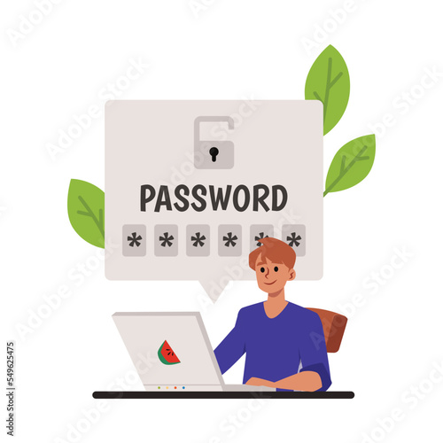 Protect personal information with password flat vector illustration isolated.