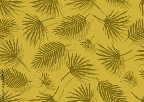 Tropical leaves seamless pattern. Botanical background. Sun-scorched leaves. Vector pattern for printing on fabric and paper. 
