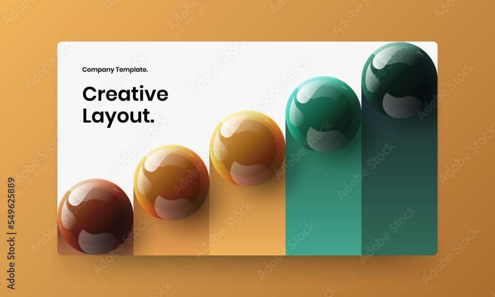 Fresh horizontal cover design vector layout. Creative realistic balls postcard illustration.