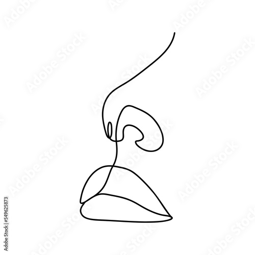 Elegant female lips silhouette. Logo for permanent master. Hand drawn outline woman face. Abstract vector illustration in one line style. Beauty fashion design.