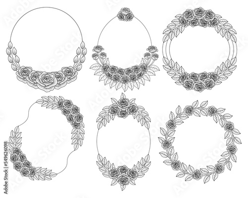 flower frame of wreath design with elegant floral and leaves