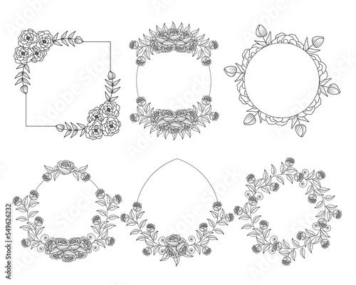 flower frame of wreath design with elegant floral and leaves