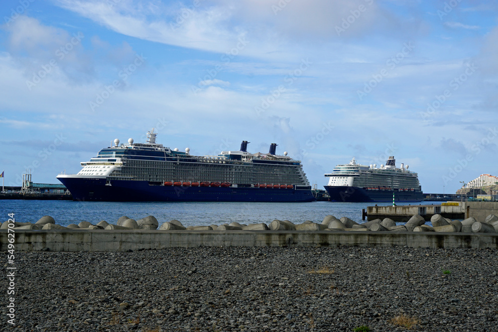 Obraz premium cruise ship in te harbor of madeira