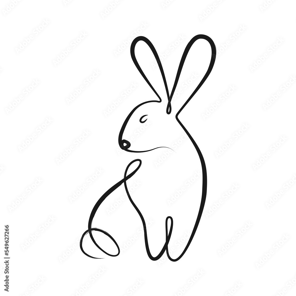 Rabbit brush stroke paint continuous single line black isolated on transparent background in concept Happy Chinese New Year 2023, Year of the rabbit. Rabbit brush stroke paint continuous single line black isolated on transparent background in concept Happy Chinese New Year 2023, Year of the rabbit.