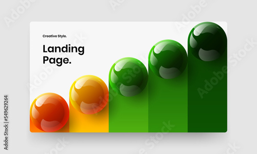 Premium brochure vector design concept. Bright realistic balls cover illustration.