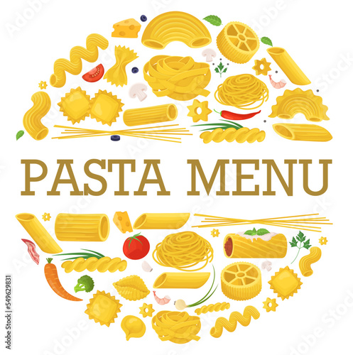 Pasta frame vector italian food menu background
