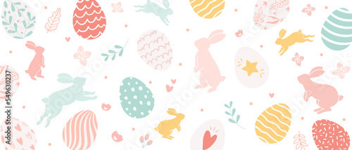 Vector illustration background of hand drawn easter eggs. colorful design.