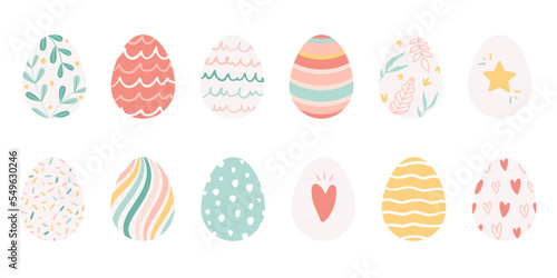 Vector illustration set of hand drawn easter eggs. colorful design.