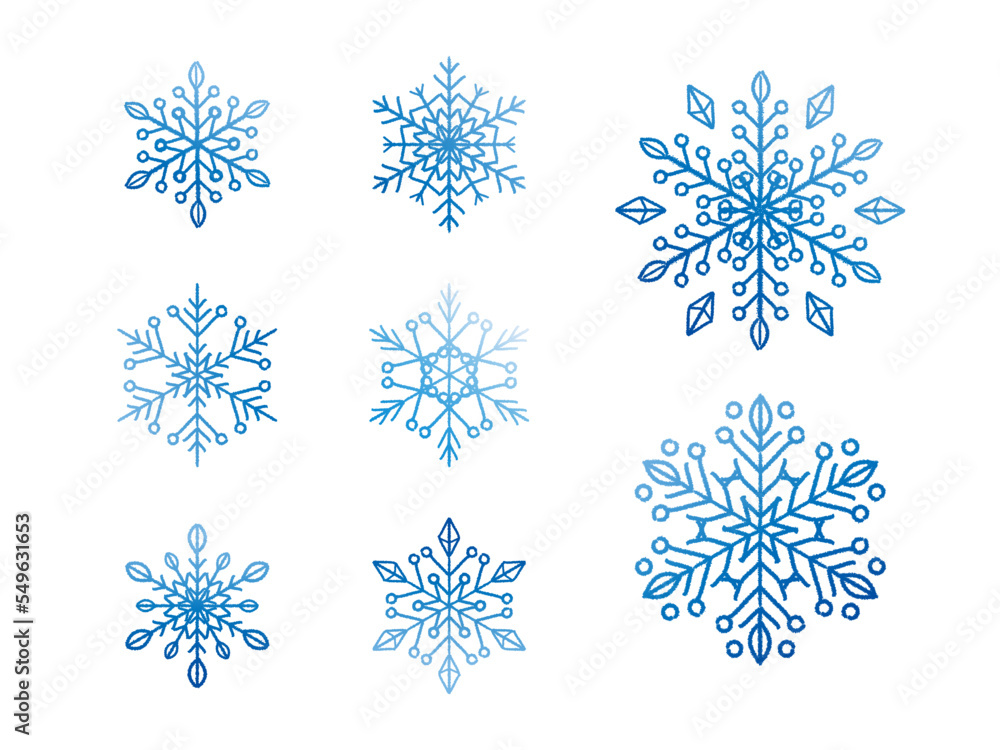 Snowflake Collection on isolated background. Frost background. Christmas icon. Vector illustration