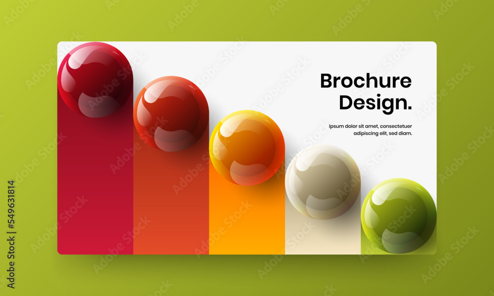 Multicolored poster design vector layout. Original 3D balls pamphlet concept.