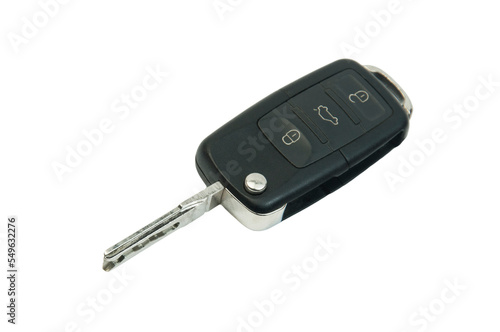 black car key on a white background close up. car buying concept 