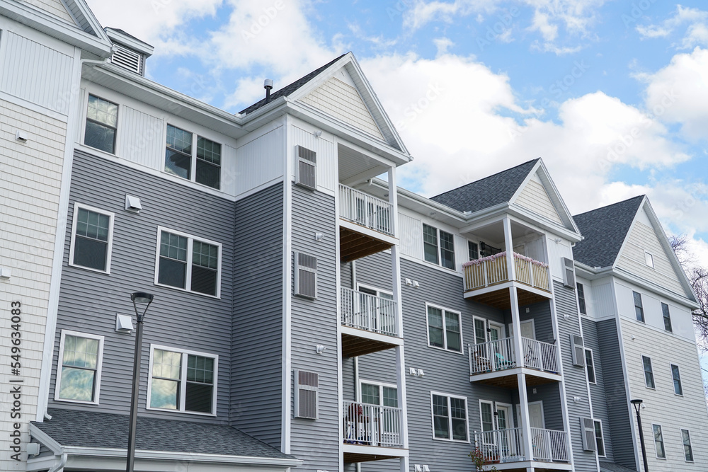 close up on modern rental apartment buildings