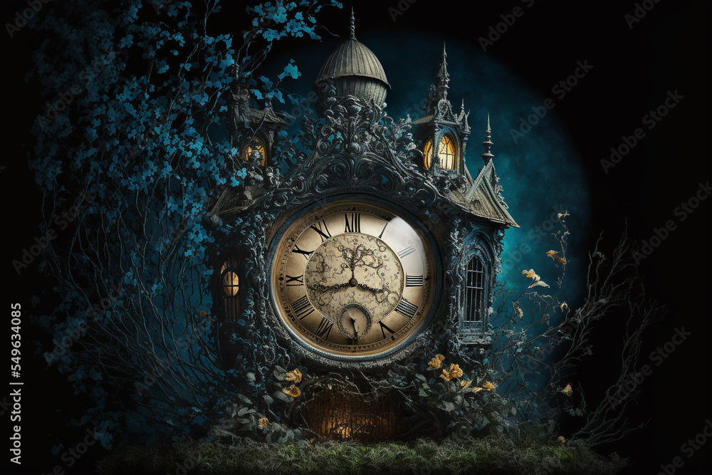 New Year's at midnight - Fairy antique clock