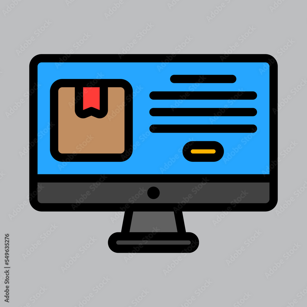 Delivery box computer icon in filled line style about logistics, use for website mobile app presentation Delivery box computer icon in filled line style about logistics, use for website mobile app presentation