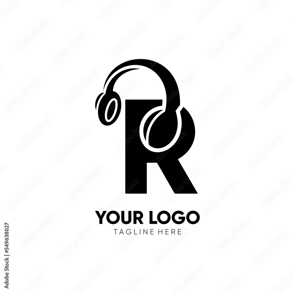 Letter R Headphone Logo Design Vector Icon Graphic Illustration Letter R Headphone Logo Design Vector Icon Graphic Illustration