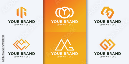collection of initials M C logo, abstract design concept for branding