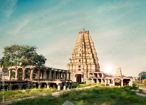 Magnificent View of Sree Virupaksha Temple, Hampi, INDIA, KARNATAKA, UNESCO World Heritage Site, The temple is dedicated to Lord Virupaksha, SHIVA TEMPLE 7th century photo