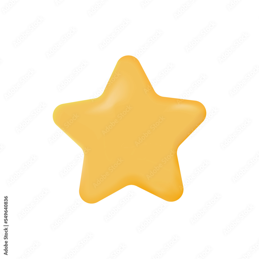 Yellow star. Customer rating feedback, rang, rating, achievements and decor concept. 3d vector icon