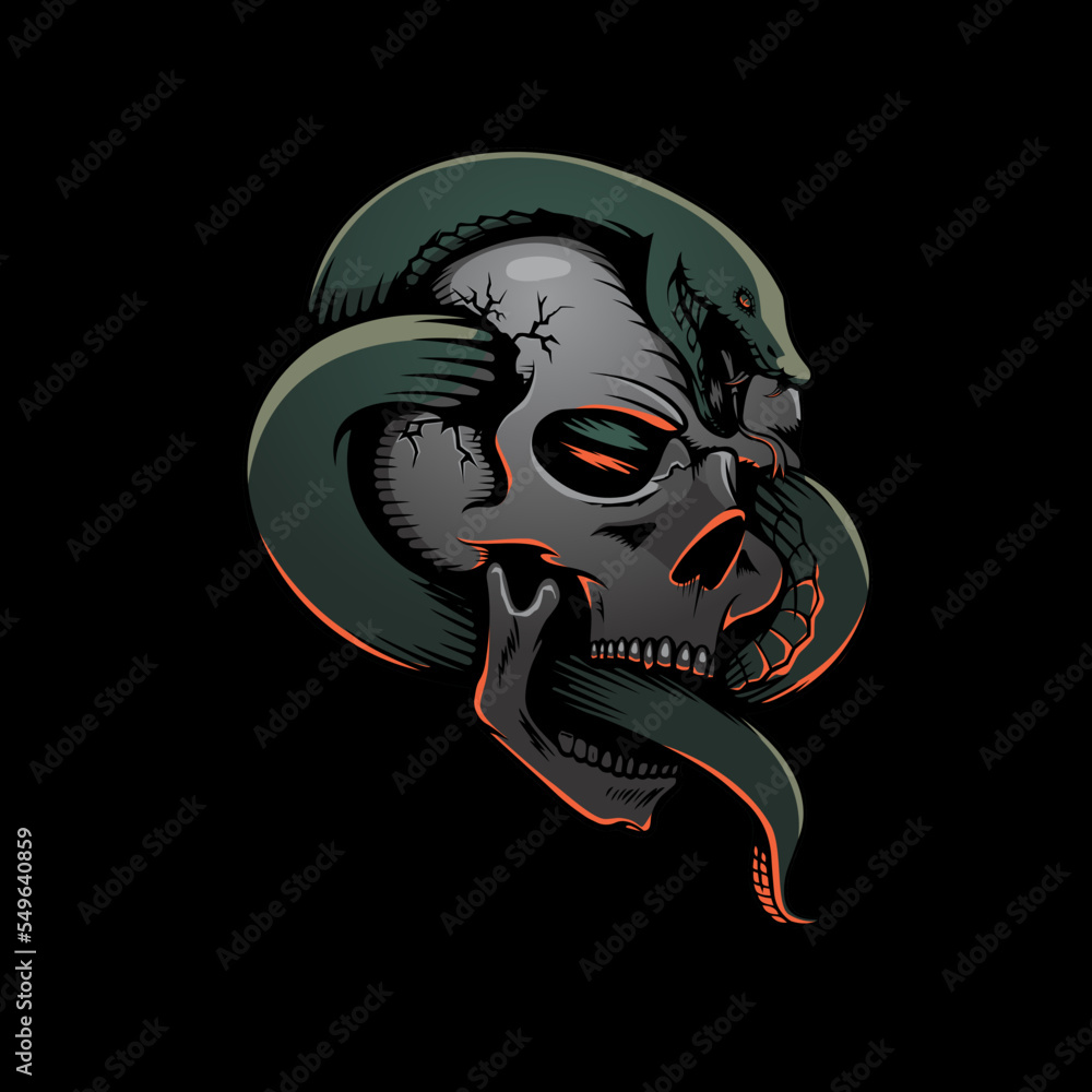 Skull and Snake vector illustration. 