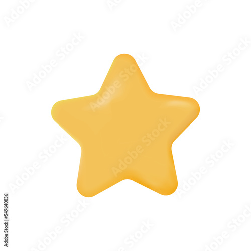 Yellow star. Customer rating feedback  rang  rating  achievements and decor concept. 3d vector icon