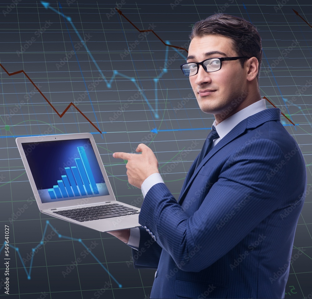 Businessman in stock exchange trading concept Businessman in stock exchange trading concept