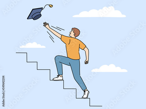 Motivated man go for university graduation