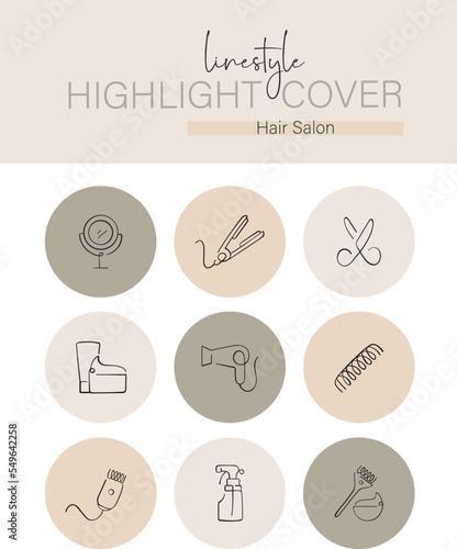 Linestyle Icon Set Hair Salon