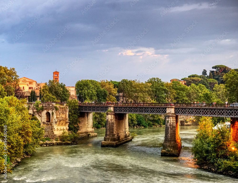 Ponte palatino bridge on the Tiber river of Rome. Italy.