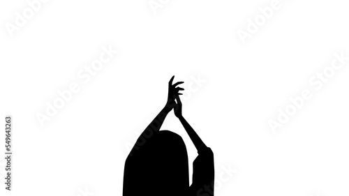 拍手する女性の手と頭のシルエット