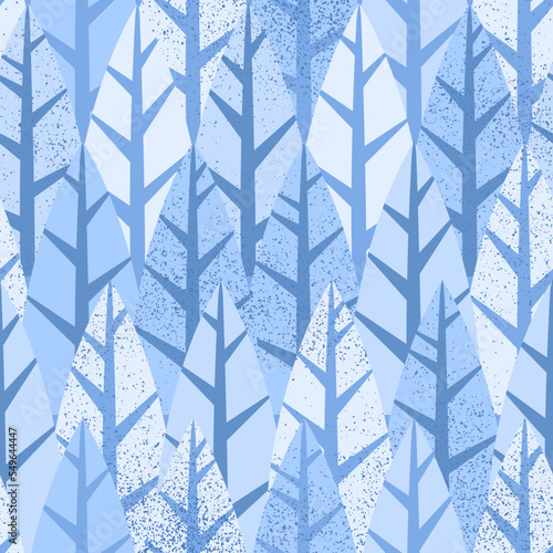 Winter Forest Tree Seamless Pattern. Vector Illustration of Cold Background.