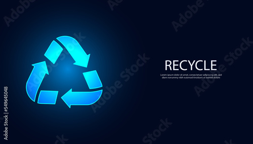 abstract background digital concept recycle symbol environmental protection save earth energy saving modern futuristic dark blue background for text