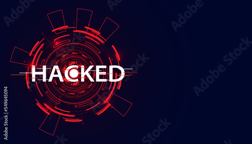 abstract word signal or are warned that it has been hacked by viruses, malware or hackers on a red digital circle background.
